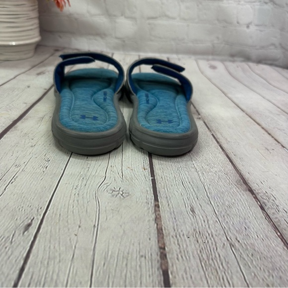 Under Armour Blue and Gray Slide Sandals men's sz 8 beach casual athleisure - Picture 4 of 6